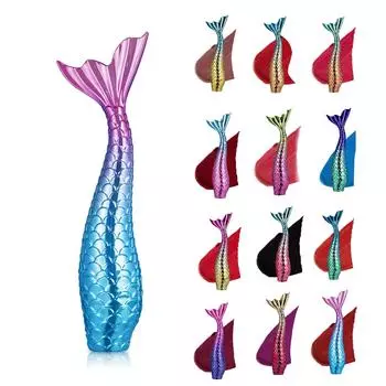 Губные помады для женщин, 12 цветов, блеск для губ с хвостом русалки, невыцветающий, с антипригарным покрытием