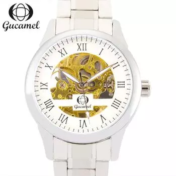 GUCAMEL модные римские цифровые механические часы полые механические мужские часы мужские часы