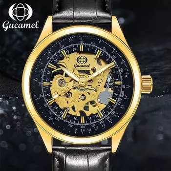 GUCAMEL Мужские полые механические часы с ручным управлением Мужские часы