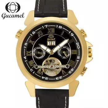 GUCAMEL Высококачественные механические часы с турбийоном и календарем, многофункциональные мужские механические часы, мужские часы