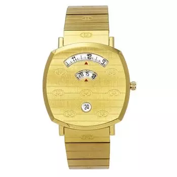Gucci Grip Gold Tone Нержавеющая сталь Золотой циферблат Кварцевые часы YA157409 Унисекс золотой