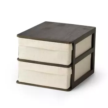 GUDEE Cabinet Tabletop Chest Storage Box Accessories Drawer Cabinet 2 Tiers Bamboo Cloth GudeeLife Ree-Desktop Drawer Cabinet Natural x 2drawer
