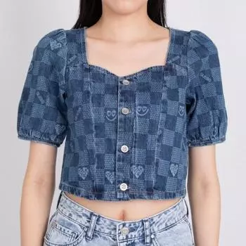 GueSS GueSS Женская блузка S, цвет: лазерная стирка, средне-голубой Yn5d6262 medium blue/XS