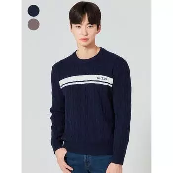 GueSS Мужской S 2-рядный цветной круглый пуловер №4Se601 NVY/M