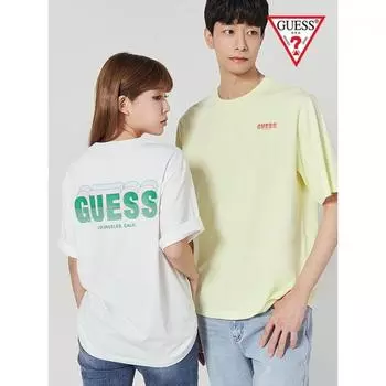 Guess Uni Back Яркий логотип Полуоблегающая футболка с коротким рукавом No2ke436 LMN/S
