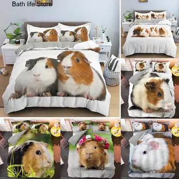 Guinea Pig Bedding Set Cute Mouse 3D Printed Duvet Cover Animal Comforter For Kids Boys Girls Teens Quilt Au Queen 210x210cm
