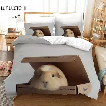 Guinea Pig Duvet Cover Set Cute Kawaii Wild Animal King Queen Size For Kids Boys Girls Polyester Comforter Cover With Pillowcase EU single(135x200cm)