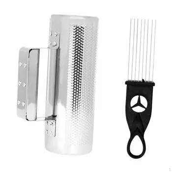 Guiro Instrument Metal Shaker Musical Training Tool with Shaving Brush Hand 25.5x7.3cm