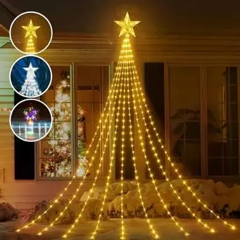 Guirxit luminuse cascade de Nol dgrade with Topper Star, украшения d arbre de Noel pour la maison, nol an, 2024, 2025