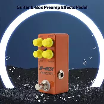Гитарная педаль предусилителя B-Box, педаль эффектов для электрогитары, настоящий байпас, корпус из цинкового сплава, 9 В постоянного тока, 6,35 мм оранжевый