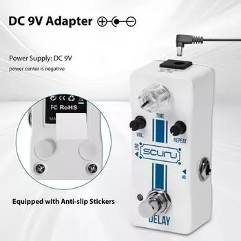 Guitar Delay Effects Pedal TIME/VOL/REPEAT Comprehensive Controls DC 9V 6.35mm Input/Output Interface Vintage Analog Delay