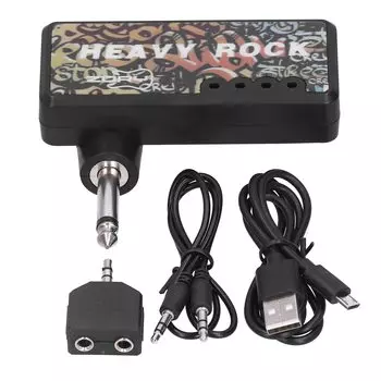 Guitar Headphone Electric Guitar Bass Headphone Amplifier with Audio Cable Adapter USB Charging Guitar Accessories Amplifier,