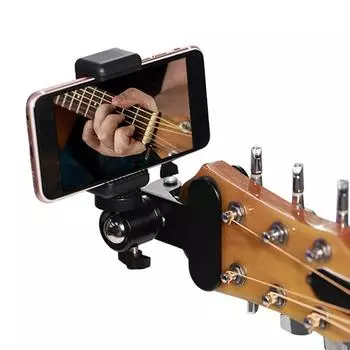 Guitar Phone Holder 360 Degree Rotating Guitar Bass Head Phone Holder Guitar Neck Clamp for Electric Guitar Bass Ukulele Suitabl чёрный