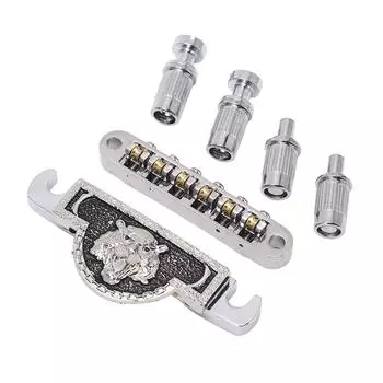 Guitar Roller Saddle Bridge Lion Pattern Metal Electric Guitar Bridge Tailpiece for LP 6mm Silver серебряный