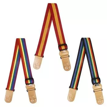 Guitar Strap Adjustable Colourful Stripe Belt with Guitar Picks and Pick Pocket Ukulele Strap for Electric Acoustic Guitar Bass жёлтый