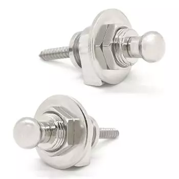 Guitar Strap Pin Lock One Touch Detachable Set of 2 Schaller Lock Pin Compatible [Mesa] JM-056 (Silver)