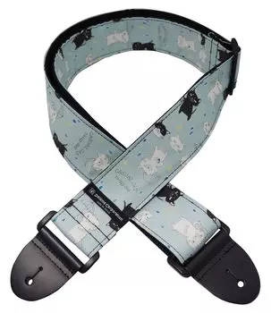 Guitar strap with parasol cat made in manufactured in Daiking own pattern, Japan, Corporation s workshop. синий