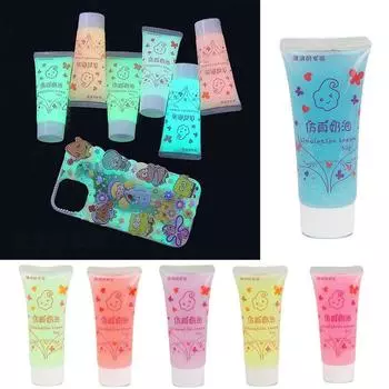 Guka Glue Поддельный взбитый клей для глины Флуоресцентный самодельный мягкий клей для поделок Светящийся кремовый клей Мобильная оболочка оранжевый