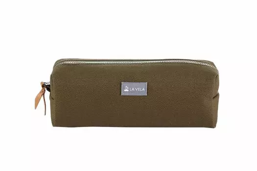 Gulfstream canvas box type pencil case khaki VEL-BOX-03