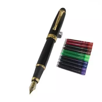 Gullor 450 Normal Nib Fountain Pen Black and Red Flower with 5 Colors Gullor Ink Cartridge