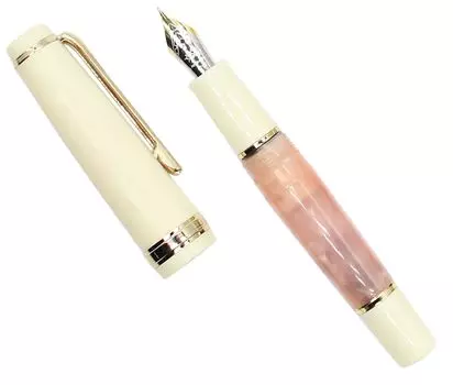 Gullor Mini Fountain Pen Gold Acrylic Pocket Medium Nib Trim, Pen, Pink, (0.7mm)