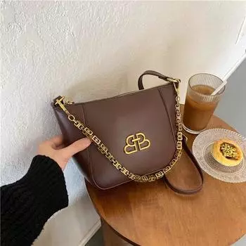 Gulos Retro Chain Dumpling Bag Simple And Fashionable Commuter Portable Shoulder Oblique Span коричневый