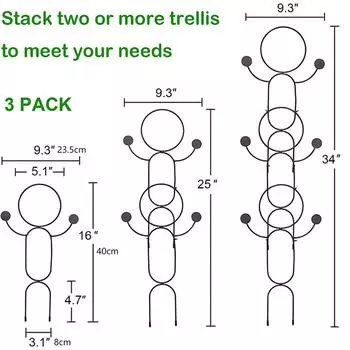Гуманоидная форма металлическое растение Шпалера Горшок Горшок Вьющееся растение Стартовый инструмент для стеблей Виноград горох Овощи DIY Тренировочный шест