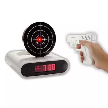 Будильник-пистолет с будильником в виде пистолета, настольный, белый, забавный будильник [Стрельба из пистолета] белый