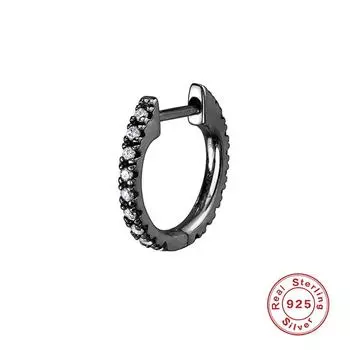 Gun Black Ear Buckle Earrings Light Luxury Full Diamond Ear Clips Earbone Clips S925 Sterling Silver Earrings Cool Girl Earrings 925 silver