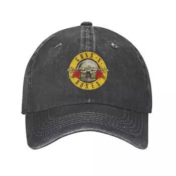 Guns N Roses Bullet Logo Мужчины Женщины Бейсболка Тяжелый Металл Проблемные Потертые Кепки Шляпа Ретро Открытый Бег Гольф Snapback Кепка One Size