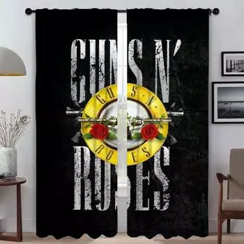 Guns N Roses Разделение Домашний Интерьер Шторы 2 Части Гостиная Шторы Хэллоуин Украшения Оттенки Шторы для Спальни W50xH70cmx2pcs-CL