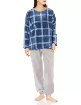 Gunze CI Comme CA Long Sleeve and Pants with Boa Navy Size M Women s Fleece, Blue,