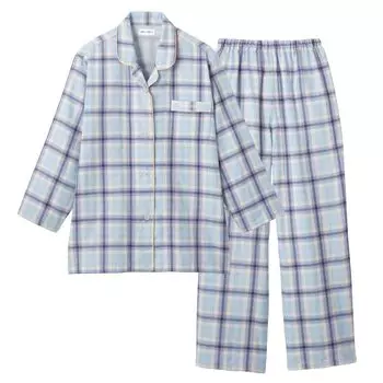 Gunze COMSHI COMSA Long Sleeve Dyed Double MD8294 Women s Loungewear, Gauze, Sax,