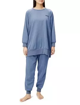 Gunze Tuche Long Sleeve and Pants with Fleece Size L Women s Lining, Blue-Grey,