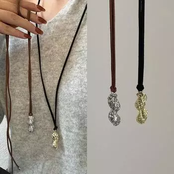 Guochao Ancient Law Good Thing Peanut Pendant Necklace Women S Light Luxury Niche Unique Personality Fashion Versatile Neck Chain Sweater Chain