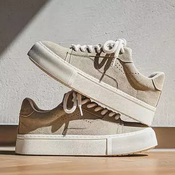 Guochao board shoes original niche men s summer thin thick-soled heightening casual shoes retro British tooling shoes 38 - Male Size