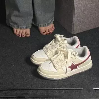 Guochao five-pointed star little white shoes children s autumn new trendy shoes thick-soled heightening casual board shoes 35