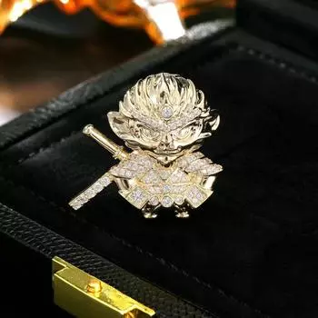 Guochao Game Wukong Qitian Великий Мудрец Древний Стиль Анти-свет Булавка Аксессуары Личность Дизайн Чувство Борьба за Победу Будда Брошь золотой