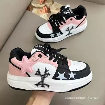Guochao маленькие белые туфли женские 2024 весна новые мягкие сестринские туфли на платформе повседневные спортивные туфли для сноуборда ins street star shoes 36