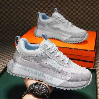 Guochao men s shoes four seasons trend platform casual sports shoes personalized bottom mesh running dad shoes live shoes 39