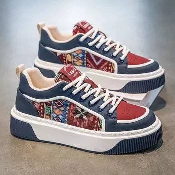 Guochao men s shoes new spring leisure sports low-top flat shoes niche versatile thick-soled inner high-tide shoes 39 [Favorites Priority Shipping]