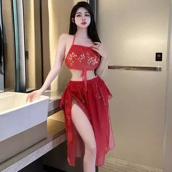 Guochao топ-труба с карманом на животе и вырезом на груди, соблазнительное сексуальное антикварное нижнее белье с разрезом, ханьфу 4030 one size fits all