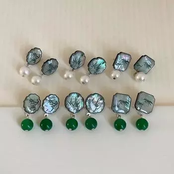 Guochao Новые китайские бамбуковые жемчужные серьги-гвоздики женские легкие роскошные высокочувственные индивидуальные ретро элегантные универсальные серьги