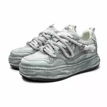 Guochao нишевые старые 7 см туфли для увеличения роста мужские туфли грязные растворяющиеся туфли мужские и женские повседневные парные кеды 36 серый