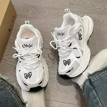 Guochao нишевый дизайн sense muffin platform dad shoes женская обувь осень 2025 новый кампус стиль кроссовки повседневная обувь для бега 35 белый