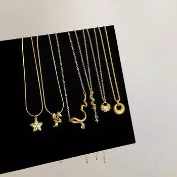 Guochao Новый китайский песок золотой слиток змея кулон ожерелье женское ретро High Sense Light Роскошный универсальный шейный свитер цепи