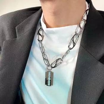 Guochao ожерелье Tide хип-хоп мужские и женские аксессуары парные лезвия бритва титановая сталь подвеска предмет индивидуальность крутой