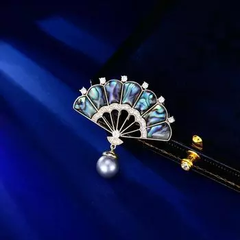Guochao ретро китайское платье ципао аксессуары женские элегантные высококачественные цветные броши в виде веера из ракушек-ушек