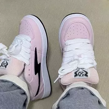 Guochao ретро молния хлеб обувь женская уличная фотография универсальная повседневная скейтборд маленькие белые туфли 2024 лето новые модели 35 розовый