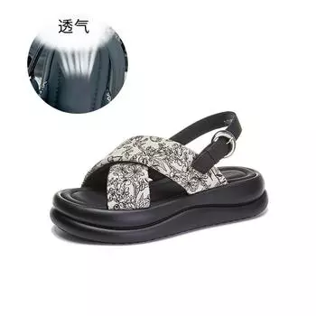 Guochao sandals 2025 summer new buckle flat women s sandals women s open-toed small fragrant beach sandals women 35